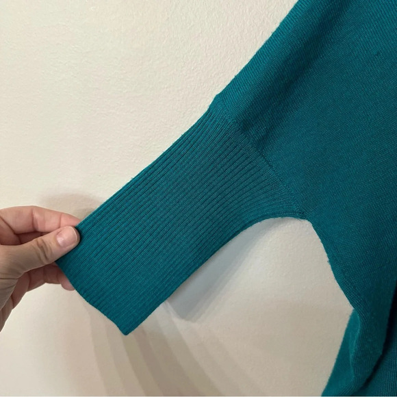 J. Crew Women’s 3/4 Dolman Sleeve Crewneck Teal Merino Wool Sweater Sz XXS GUC - Picture 4 of 7
